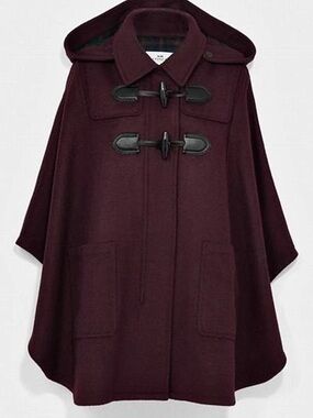 Coach Duffle Cape Burgundy Wool One Size Fits Most